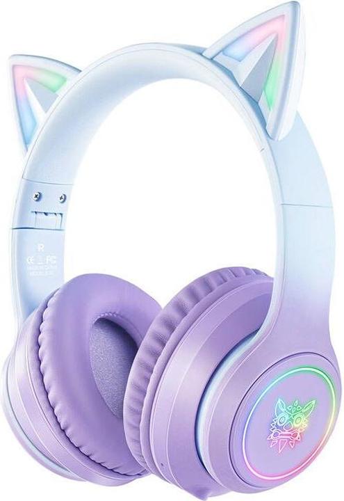 Onikuma B90 RGB Cat Ears Gaming Headphones purple (Kabelgebunden, Kabellos)