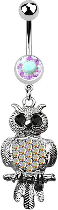 Immagine prodotto Star Piercing Banana argento con ciondolo gufo nero e multicolore (Acciaio chirurgico 316L, senza ottone)