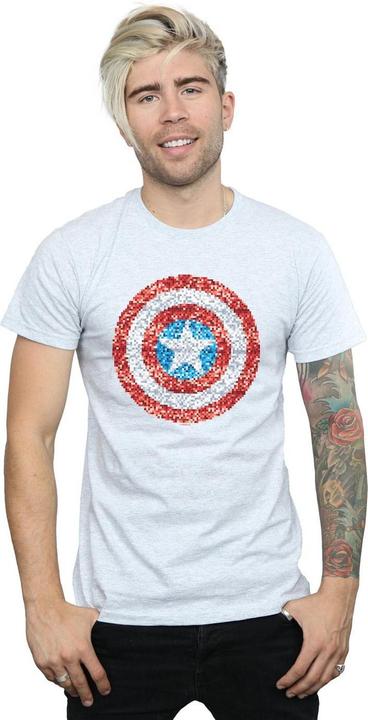 Actual product image Mens Captain America Pixelated Shield T-Shirt (XXL)