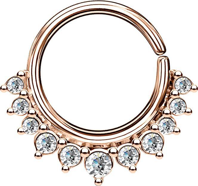 Immagine prodotto Star Piercing Anello per setto nasale in oro rosa con undici cristalli (Ottone)