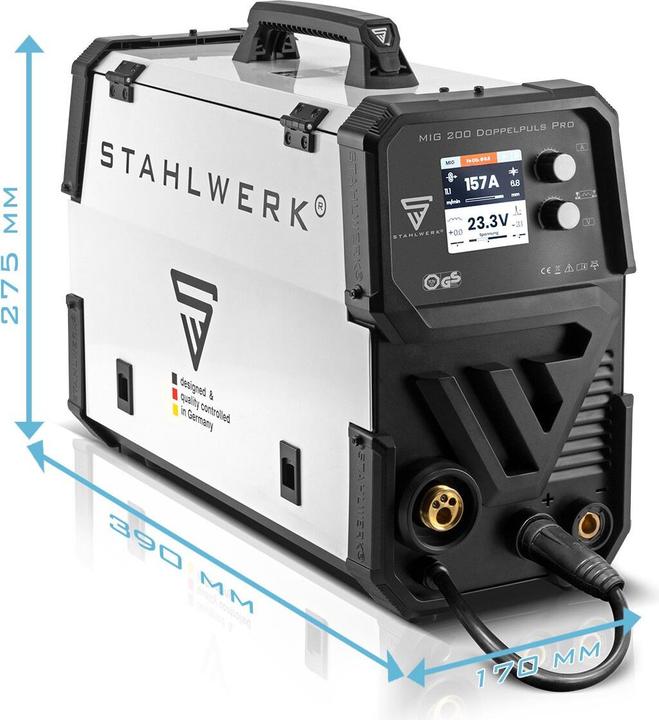 Produktbild Stahlwerk Schweissgerät MIG MAG 200 Doppelpuls Pro vollsynergisches mit Zubehör