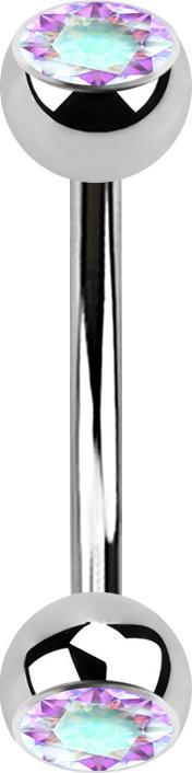 Actual product image Star Piercing Banana silver with two balls crystal multicolour (Surgical steel 316L)