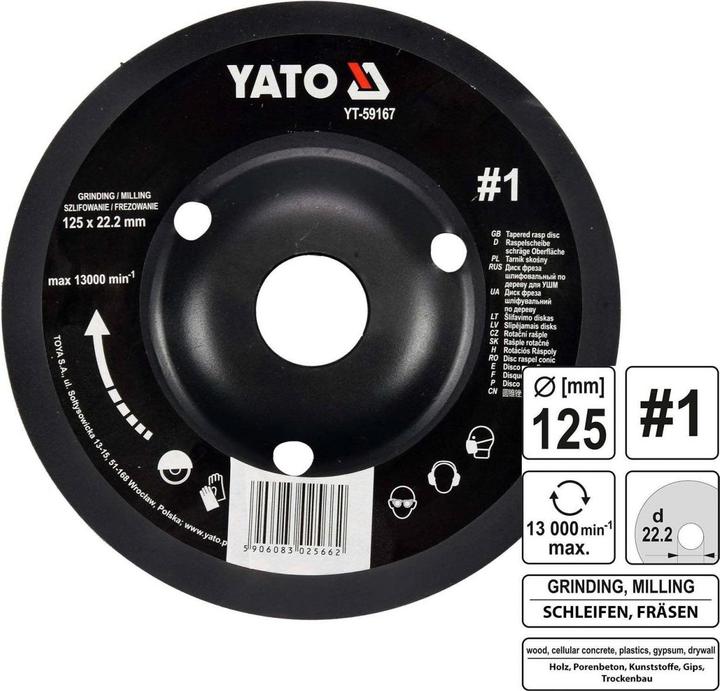 Actual product image Yato Professional rasp disc for angle grinder 125mm No1
