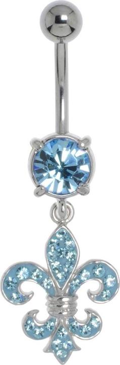 Bijouteria Bauchpiercing (Messing rhodiniert, Chirurgenstahl 316L, Kristall)
