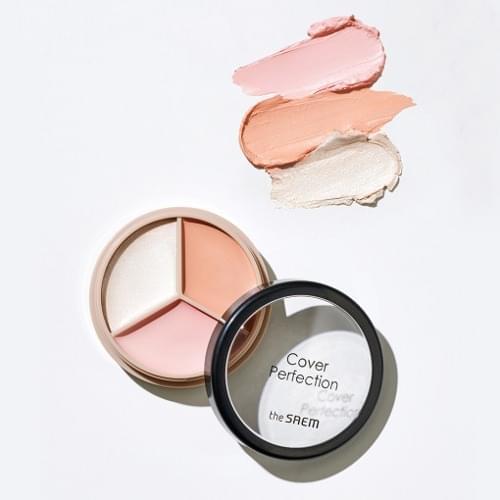 Actual product image The Saem Cover Perfection Triple Pot #05 Dark Up Beige (White, Pink, Light peach, 01 Correct Beige)