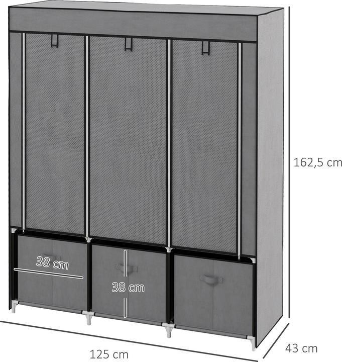 Image du produit Homcom Armoire en tissu avec porte (125 x 43 x 162,5 cm)