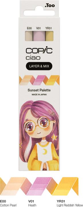 Image du produit Copic CIAO - Marqueurs (V-01 Heath, E-00 Cotton Pearl, YR-31 Jaune pâle, 6 mm, 3 x)