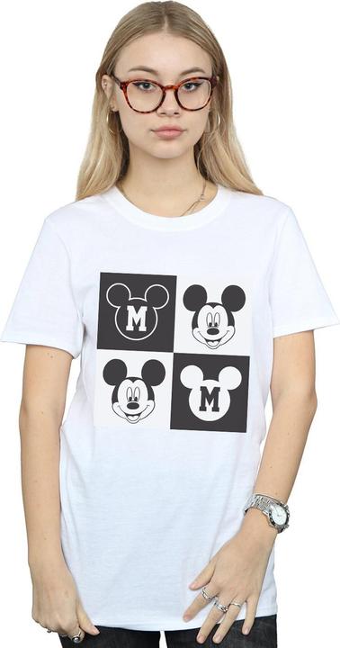 Actual product image Disney Womens/Ladies Mickey Mouse Smiling Squares Cotton Boyfriend T-Shirt (XXL)