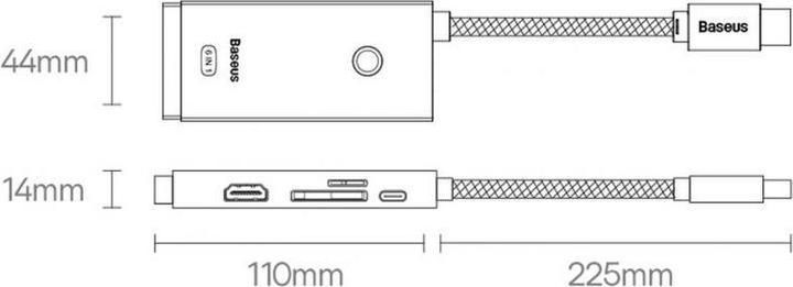 Immagine prodotto Baseus SERIE LITE BS-OH020 HUB ADATTATORE TIPO-C 6 PORTE Stazione nera (USB-C, 6 Porti)