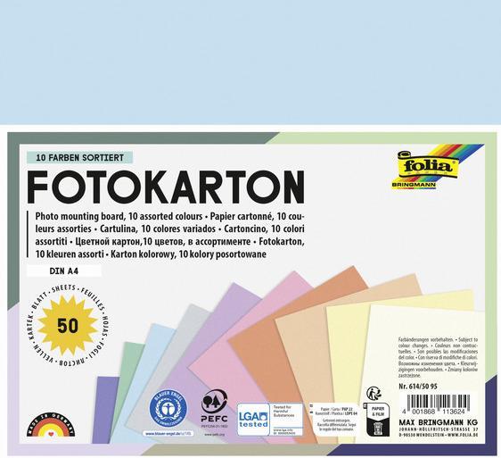 Produktbild Folia Fotokarton PASTELL, DIN A4, 300 g/qm (300 g/m², 50 x)