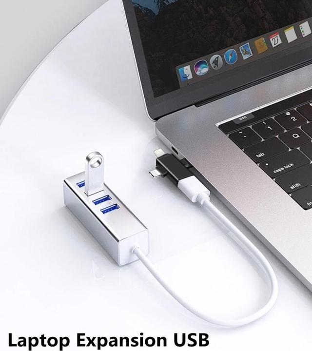 Actual product image PowerGuard 3-in-1 USB-C MicroUSB Lightning OTG Adapter (USB 3.0)