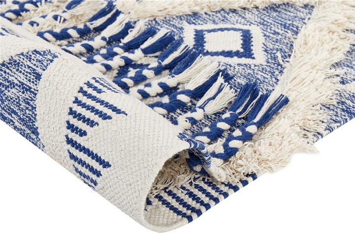 Image du produit Beliani Tapis en coton 140 x 200 cm Beige et Bleu MANAVGAT Lumarko. (140 x 200 cm)