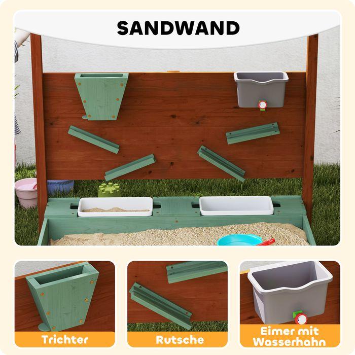 Produktbild Swisshandel24 Sandkasten mit Dach, 116 x 112,5 cm Sandkiste aus Holz für 3-6 Jahre Kinder Grün