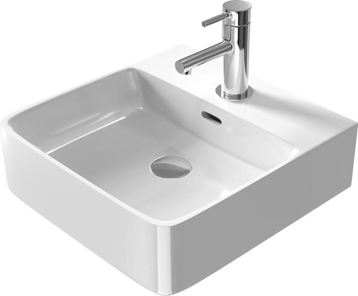 Immagine prodotto Emke Lavabo da appoggio, in ceramica, a parete/da appoggio, bianco lucido, con foro per rubinetto (415 mm, 425 mm)