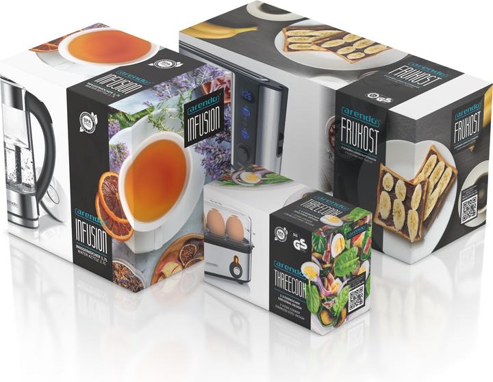 Actual product image Arendo Breakfast set, kettle 1.7l temperature selection, 2-slice toaster & egg cooker for 3 eggs, silver