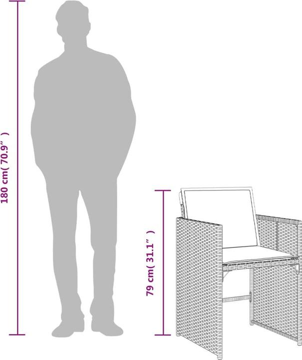 Actual product image VidaXL Garden furniture dining set garden set seating group 13-piece grey poly rattan (220 cm)