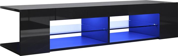 SONNI TV-Lowboard TV-Board 135x39x30cm schwarz mit LED-Beleuchtung verglastes Board TV Mediaboard (135 x 39 x 30 cm)