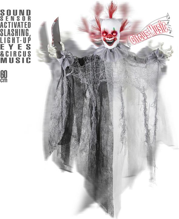 Actual product image Widmann Animated killer clown with knife and circus music 60cm - Copy