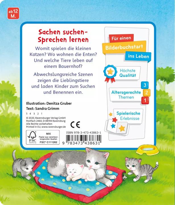 Immagine prodotto Ravensburger Mein erstes Sachen suchen: Meine Lieblingstiere (Tedesco, Sandra Grimm, Denitza Gruber, 2020)