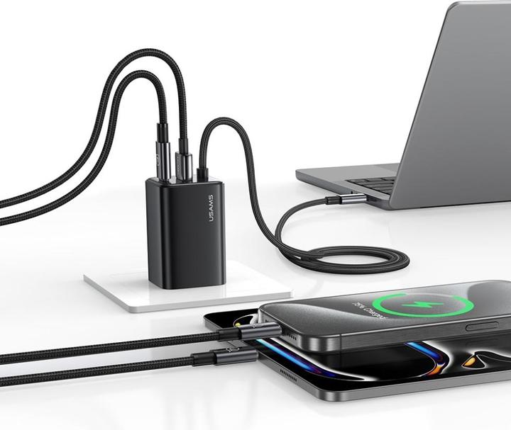 Immagine prodotto Usams Ładowarka sieciowa JC Series CC266 65W GaN Fast Charger 2xUSB-C 1xUSB-A czarny (65 W)