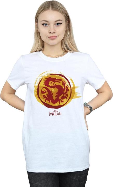 Actual product image Disney Womens/Ladies Mulan Courage Dragon Symbol Cotton Boyfriend T-Shirt (4XL)