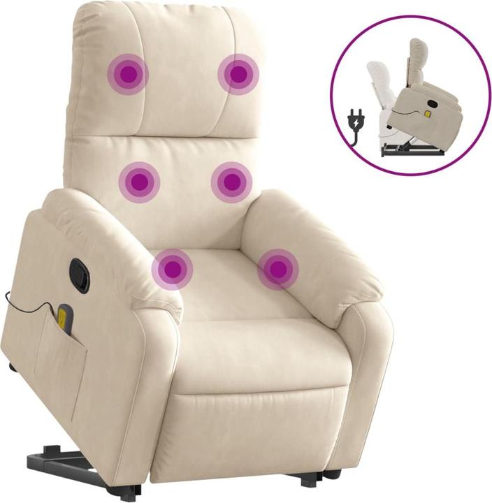 Actual product image VidaXL Massage armchair with stand-up aid TV armchair Beige microfibre fabric