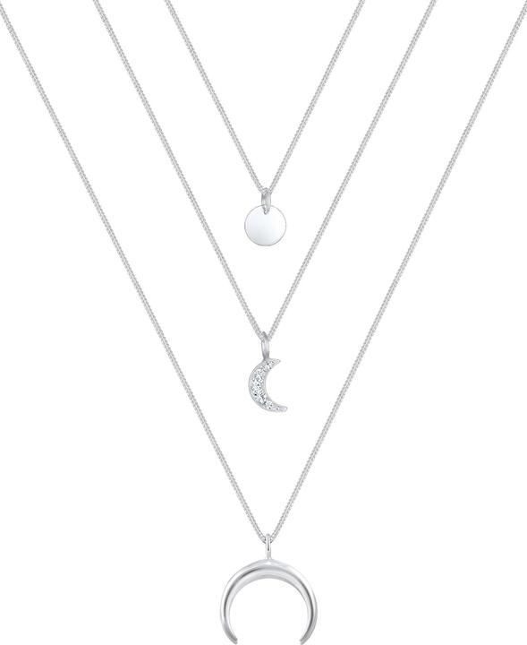 Produktbild Elli Halskette Halbmond Layer Kristalle Silber (925 Sterling Silber vergoldet, Glaskristall, 40 cm)