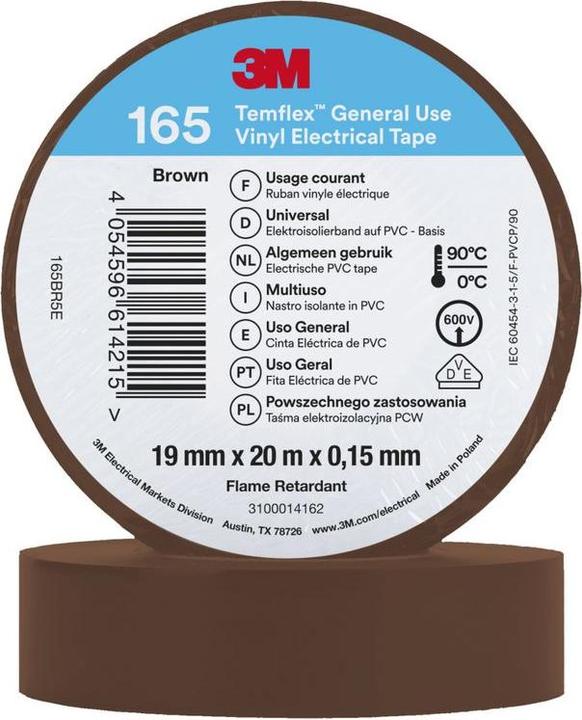 Produktbild 3M Temflex Vinyl-Isolierband 165, 19 mm x 20 m (19 mm)
