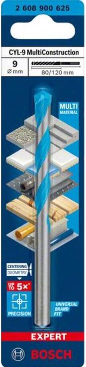 Immagine prodotto Bosch Professional Zubehör Trapano multi-costruzione EXPERT CYL-9, 9 x 80 x 120 mm (9 millimetri)