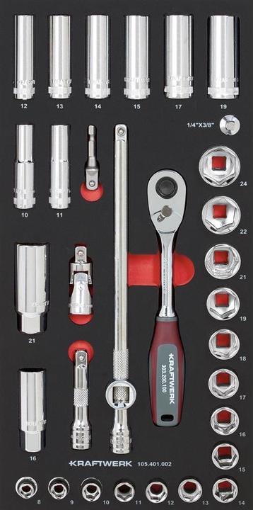 Produktbild Kraftwerk Steckschlüsselsatz Einlage (8 mm, 9 mm, 10  mm, 11 mm, 12 mm, 13 mm, 14 mm, 15 mm, 16 mm, 17 mm, 18 mm, 19 mm, 21 mm, 22 mm, 24 mm)