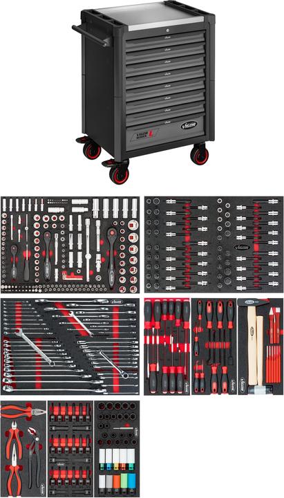 Produktbild Vigor Werkstattwagen Series L ∙ mit Sortiment ∙ V1901-X/376 ∙ 723 mm x 459 mm x 1002 mm ∙ Anzahl We… (376 x)