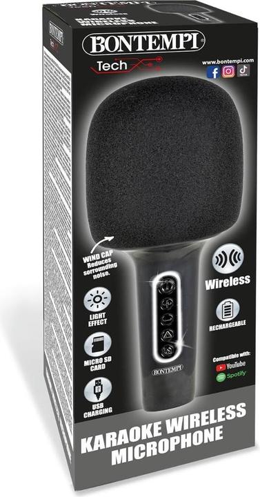 Produktbild Bontempi Microfono Karaoke wireless con altoparlante, riduzione rumore di sottofondo ed effetti luminosi