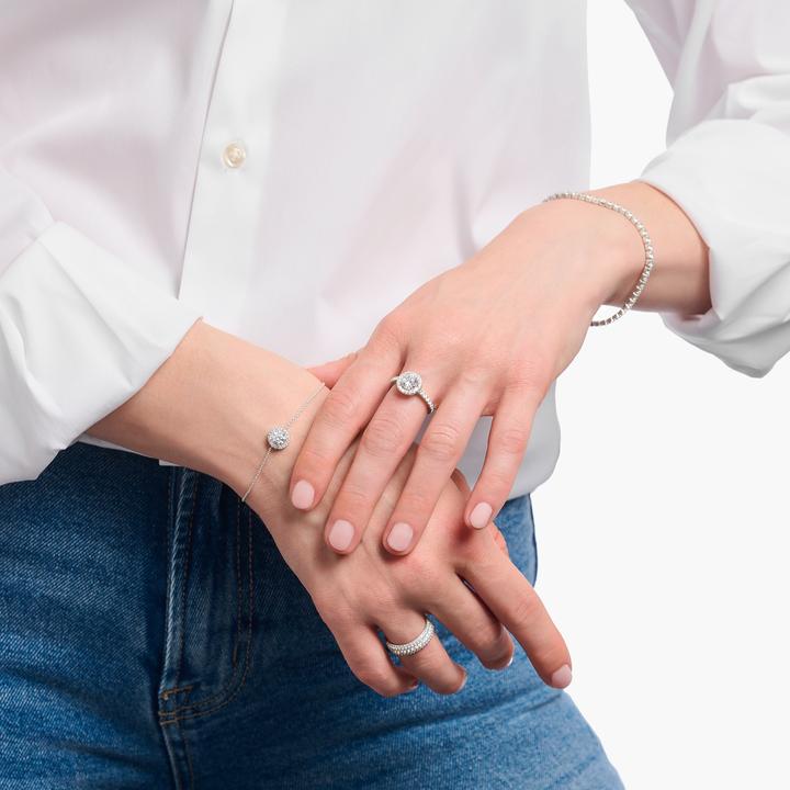 Produktbild Thomas Sabo Halo-Ring mit weissem Stein im Brillantschliff (52, 925 Silber)