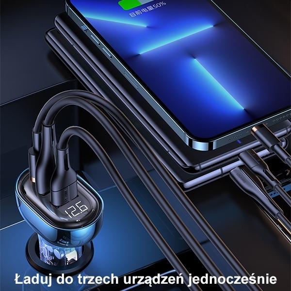 Produktbild Usams Ład. sam. 2xUSB+1xUSB-C 80W Fast Charge niebieski/blue CC159CC02 (US-CC159)