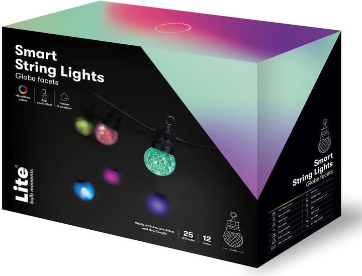 Image du produit Nordic Smartlight Lite Bulb Moments 12m Smart Outdoor Light Chain - 25 x Globe Facets (1.20 m)