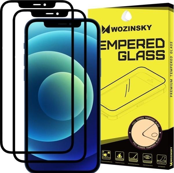 Produktbild Wozinsky 2x Tempered Glass Full Glue Super Tough Screen Protector Full Coveraged with Frame Case Fri (2 Stück, Realme 12 Pro+, Apple iPhone 12)