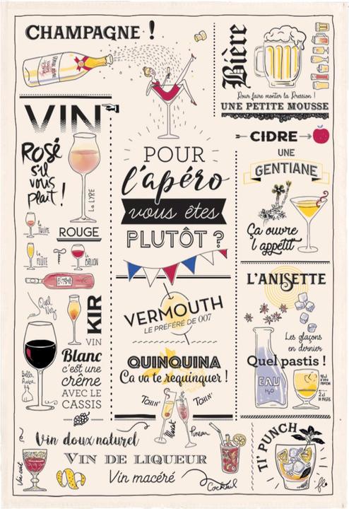 Actual product image Winkler tea towel - glasses and aperitifs