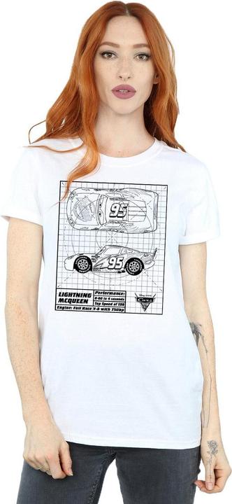 Actual product image Disney Womens/Ladies Cars Lightning McQueen Blueprint Cotton Boyfriend T-Shirt (S)