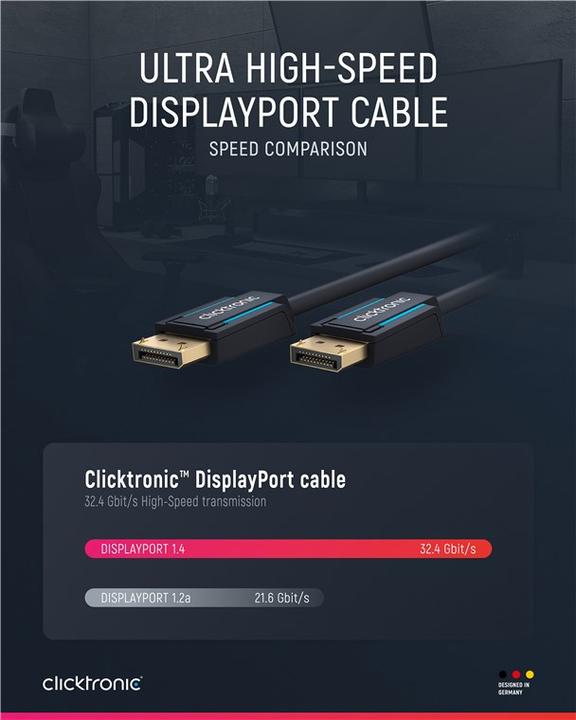 Image du produit clicktronic Câble DisplayPort 1.4. M/M. Bleu. 3.0m (3 m, DisplayPort)
