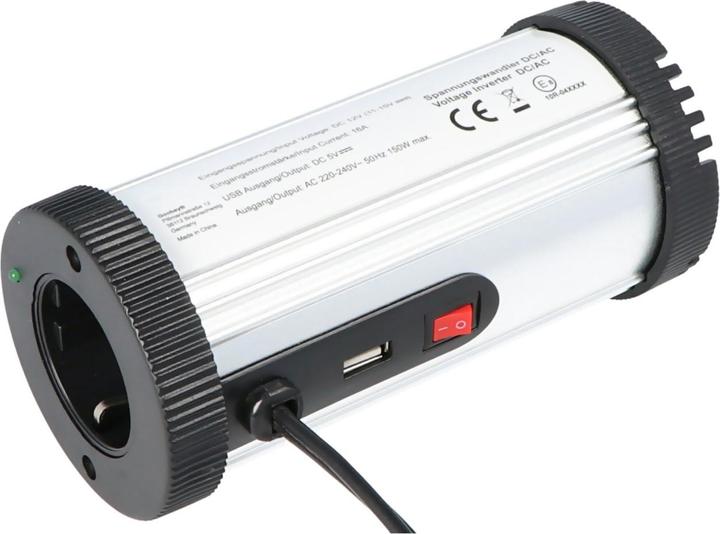 Actual product image AccuCell Voltage converter DC/AC from 12 Volt to 230 Volt with max 150 Watt