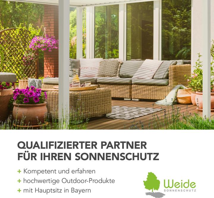 Produktbild Weide Pergola Deluxe Plus 4x4m mit Lamellendach Weiss (400 cm, 400 cm)