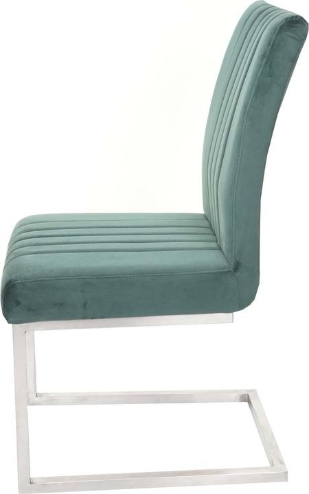 Image du produit Mendler Lot de 2 chaises cantilever HWC-L14, velours acier inoxydable brossé - vert