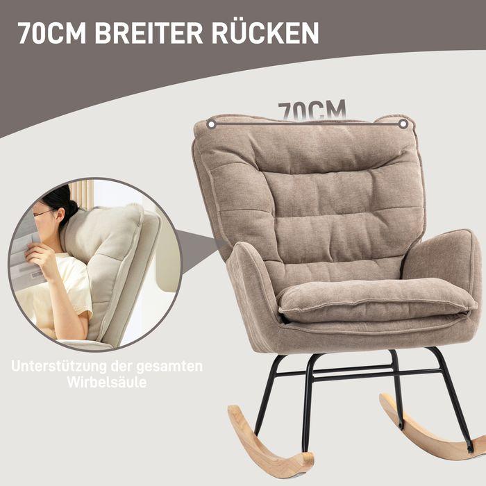 Produktbild Swisshandel24 Schaukelstuhl Armlehnsessel mit Chenilleoptik für Schlafzimmer, bis 12kg, braun