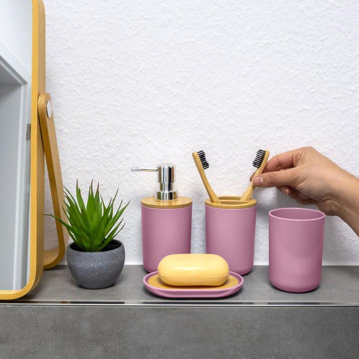 Produktbild Intirilife Badezimmer Zubehör Set inkl. Zahnputzbecher Seifenschale Seifenspender Toilettenbürste