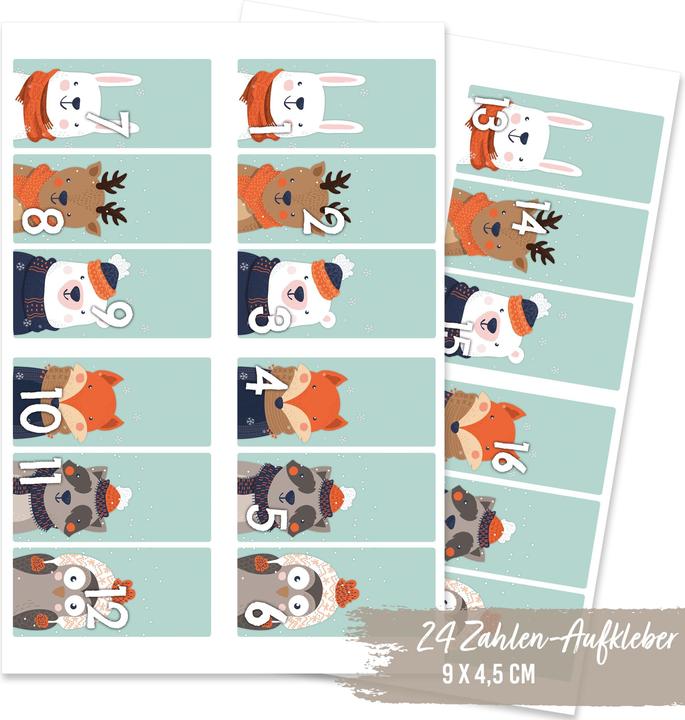 Immagine prodotto Papierdrachen 24 adesivi con i numeri del calendario dell'Avvento, design n. 61