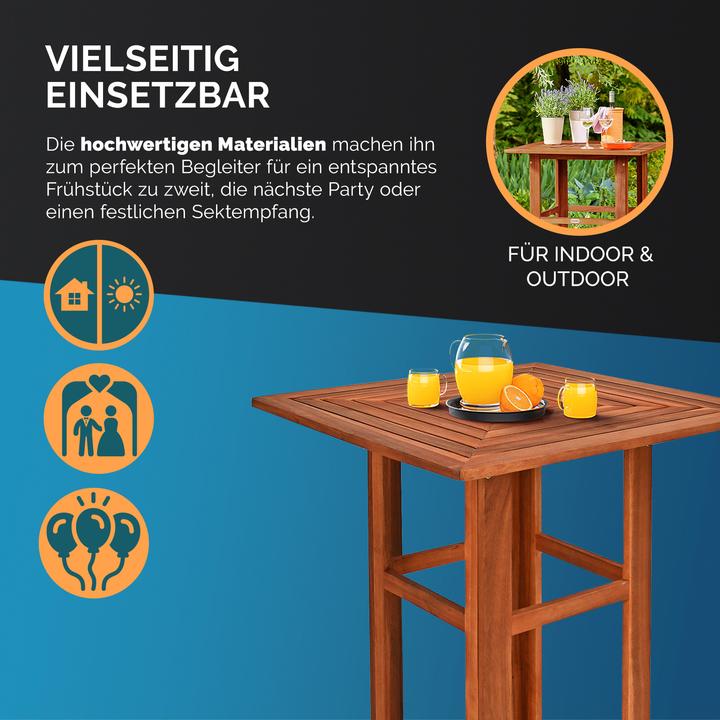 Produktbild Casaria Bartisch mit Hocker (75 x 75 x 110 cm)