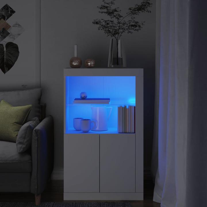 Immagine prodotto VidaXL Armadietto laterale con luci LED Bianco (60,5 x 37 x 100 cm)