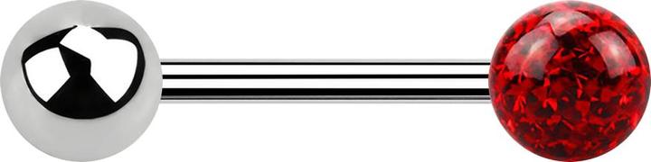 Produktbild Star Piercing Barbell silber mit Kugel und Kristall Kugel rot Epoxy Schutzschicht (Chirurgenstahl 316L, ohne Messing)