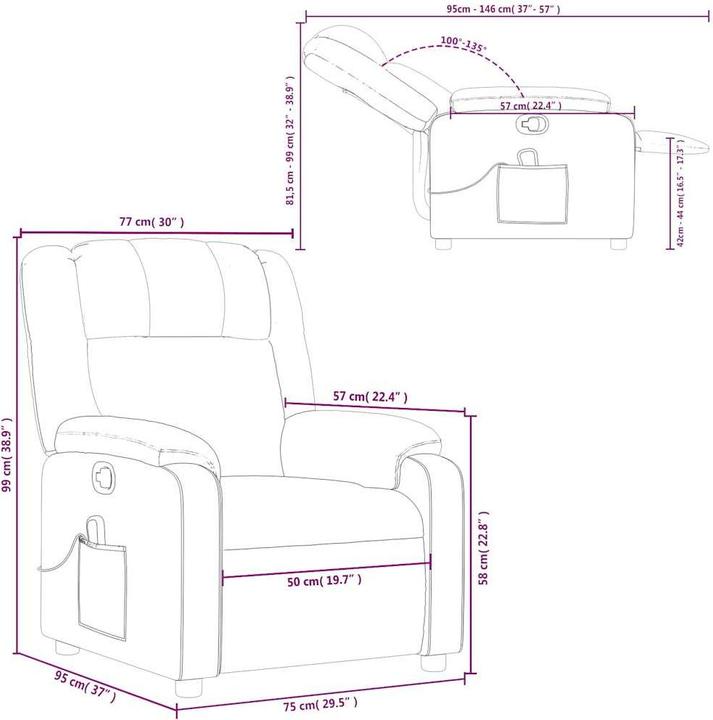 Image du produit VidaXL Fauteuil de massage en similicuir marron,Couleur : marron,Matériaux