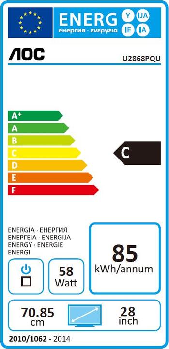 Energie-Label AOC u2868Pqu (3840 x 2160 Pixel, 27.91")